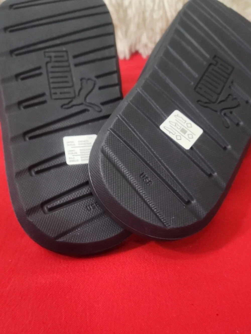 Puma Men's Black Slide Sandals with Red Puma Logo